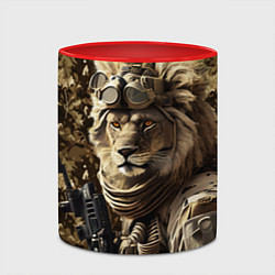Кружка 3D Лев солдат, цвет: 3D-белый + красный — фото 2