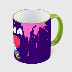 Кружка 3D Нина единорог с сердечком, цвет: 3D-светло-зеленый кант