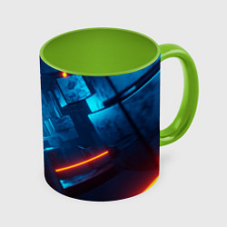 Кружка 3D Туннель из кубов, цвет: 3D-белый + светло-зеленый