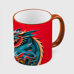 Кружка 3D Japanese dragon - irezumi, цвет: 3D-оранжевый кант