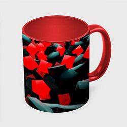 Кружка 3D Черно красные кубы, цвет: 3D-белый + красный