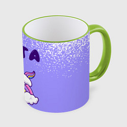 Кружка 3D Ната кошка единорожка, цвет: 3D-светло-зеленый кант