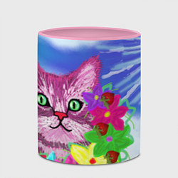 Кружка 3D Розовый котик, цвет: 3D-белый + розовый — фото 2