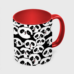 Кружка 3D Весёлые панды, цвет: 3D-белый + красный