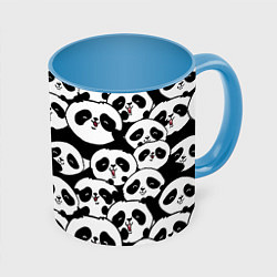 Кружка 3D Весёлые панды, цвет: 3D-белый + небесно-голубой