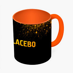 Кружка 3D Placebo - gold gradient: надпись и символ, цвет: 3D-белый + оранжевый