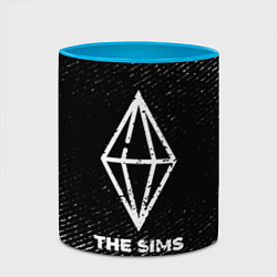Кружка 3D The Sims с потертостями на темном фоне, цвет: 3D-белый + небесно-голубой — фото 2