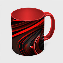 Кружка 3D Black and red abstract, цвет: 3D-белый + красный