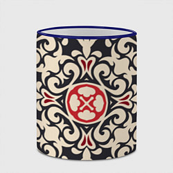 Кружка 3D Паттерн из чёрных и красных символов, цвет: 3D-синий кант — фото 2