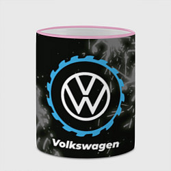 Кружка 3D Volkswagen в стиле Top Gear со следами шин на фоне, цвет: 3D-розовый кант — фото 2