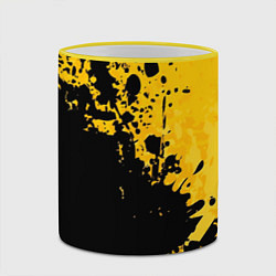 Кружка 3D Пятна черной краски на желтом фоне, цвет: 3D-желтый кант — фото 2