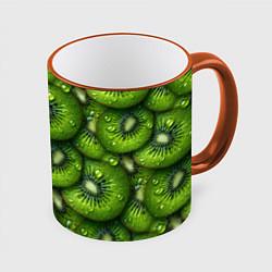 Кружка 3D Сочная текстура из киви, цвет: 3D-оранжевый кант