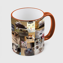 Кружка 3D Мемные котики, цвет: 3D-оранжевый кант