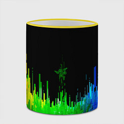 Кружка 3D Геометрическая музыкальная волна, цвет: 3D-желтый кант — фото 2