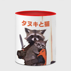 Кружка 3D Аниме Енот и Кот, цвет: 3D-белый + красный — фото 2