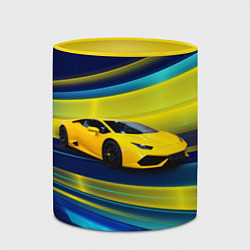 Кружка 3D Желтый итальянский суперкар, цвет: 3D-белый + желтый — фото 2