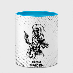 Кружка 3D Iron Maiden с потертостями на светлом фоне, цвет: 3D-белый + небесно-голубой — фото 2