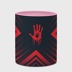 Кружка 3D Красный символ Death Stranding на темном фоне со с, цвет: 3D-белый + розовый — фото 2