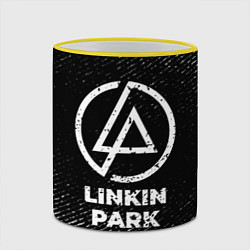 Кружка 3D Linkin Park с потертостями на темном фоне, цвет: 3D-желтый кант — фото 2