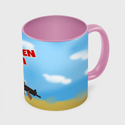 Кружка 3D Цыпленок - Чикен Ган, цвет: 3D-белый + розовый