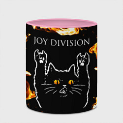 Кружка 3D Joy Division рок кот и огонь, цвет: 3D-белый + розовый — фото 2