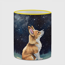 Кружка 3D Корги и звездное небо - акварель, цвет: 3D-желтый кант — фото 2
