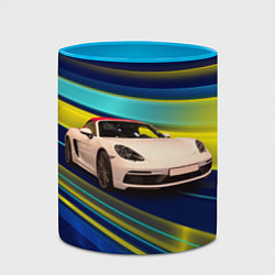 Кружка 3D Спортивная немецкая машина Porsche 911, цвет: 3D-белый + небесно-голубой — фото 2