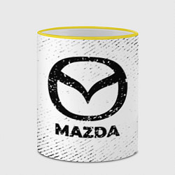 Кружка 3D Mazda с потертостями на светлом фоне, цвет: 3D-желтый кант — фото 2