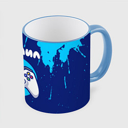 Кружка 3D Михаил геймер, цвет: 3D-небесно-голубой кант