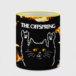 Кружка 3D The Offspring рок кот и огонь, цвет: 3D-желтый кант — фото 2