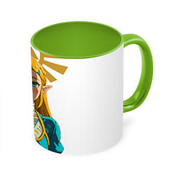 Кружка 3D The legend of Zelda - ahegao, цвет: 3D-белый + светло-зеленый