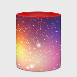 Кружка 3D Желто фиолетовое свечение и звезды, цвет: 3D-белый + красный — фото 2