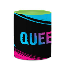 Кружка 3D Queen - neon gradient: надпись и символ, цвет: 3D-белый + светло-зеленый — фото 2