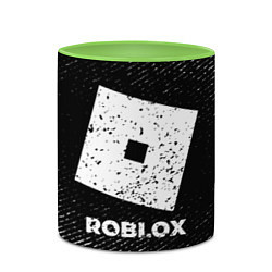 Кружка 3D Roblox с потертостями на темном фоне, цвет: 3D-белый + светло-зеленый — фото 2