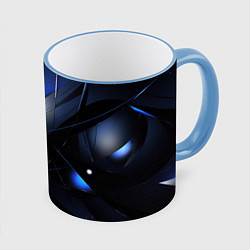 Кружка 3D Blue black background, цвет: 3D-небесно-голубой кант
