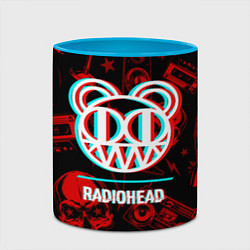 Кружка 3D Radiohead rock glitch, цвет: 3D-белый + небесно-голубой — фото 2