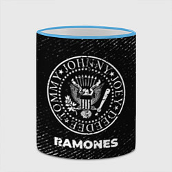 Кружка 3D Ramones с потертостями на темном фоне, цвет: 3D-небесно-голубой кант — фото 2