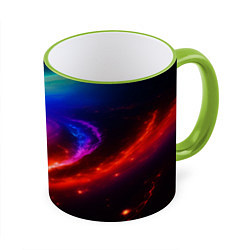 Кружка 3D Неоновая галактика, цвет: 3D-светло-зеленый кант