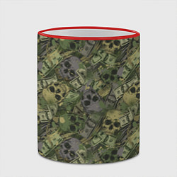 Кружка 3D Камуфляж с черепами и долларами, цвет: 3D-красный кант — фото 2