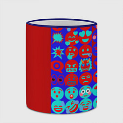 Кружка 3D Смайлики для общения, цвет: 3D-синий кант — фото 2