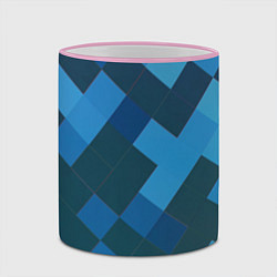Кружка 3D Синий прямоугольный паттерн, цвет: 3D-розовый кант — фото 2