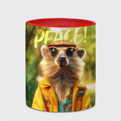 Кружка 3D Peace - хиппи квокка короткохвостый кенгуру, цвет: 3D-белый + красный — фото 2