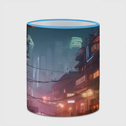 Кружка 3D Киберпанк город будущего, цвет: 3D-небесно-голубой кант — фото 2