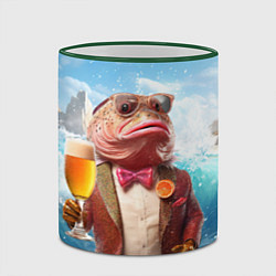 Кружка 3D Мистер карп с пивом, цвет: 3D-зеленый кант — фото 2
