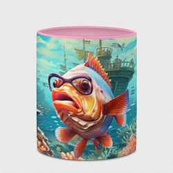 Кружка 3D Рыбка в озере, цвет: 3D-белый + розовый — фото 2
