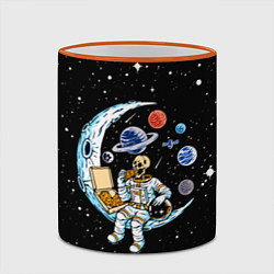 Кружка 3D Skeleton astronaut eats pizza while sitting on the, цвет: 3D-оранжевый кант — фото 2