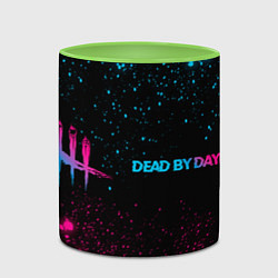 Кружка 3D Dead by Daylight - neon gradient: надпись и символ, цвет: 3D-белый + светло-зеленый — фото 2