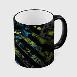 Кружка 3D Cyberpunk 2077 phantom liberty abstract logo, цвет: 3D-черный кант