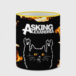 Кружка 3D Asking Alexandria рок кот и огонь, цвет: 3D-желтый кант — фото 2