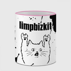 Кружка 3D Limp Bizkit рок кот на светлом фоне, цвет: 3D-розовый кант — фото 2